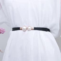 Elegant Vintage Pearl Waist Chain Belts Women's Korean Style Sweater Jacket Hooks Elastic Slim Fit Leather Belt