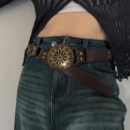 Western Cowgirl Cowboy Designer Belts For Women Retro Y2K Spliced Girdles Waistband Female Personality Round Trend Jeans Belt