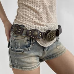 Western Cowgirl Cowboy Designer Belts For Women Retro Y2K Spliced Girdles Waistband Female Personality Round Trend Jeans Belt