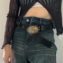 Western Cowgirl Cowboy Designer Belts For Women Retro Y2K Spliced Girdles Waistband Female Personality Round Trend Jeans Belt