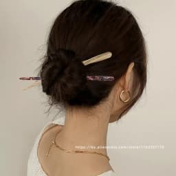 Korean FRANCE Simple One Word Long Plate Hairpin Vintage Flower Bud Hair Insert Ancient Hanfu Chopsticks Hairpin