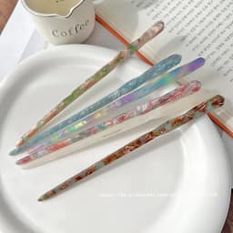 Korean FRANCE Simple One Word Long Plate Hairpin Vintage Flower Bud Hair Insert Ancient Hanfu Chopsticks Hairpin