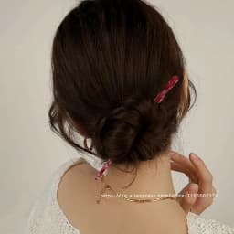 Korean FRANCE Simple One Word Long Plate Hairpin Vintage Flower Bud Hair Insert Ancient Hanfu Chopsticks Hairpin