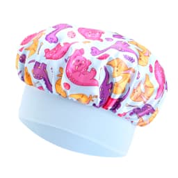 New Kids Satin Bonnet Dinosaur Wide Elastic Band Sleeping Cap Soft Silky Night Hair Hats for Teens Toddler Child Baby