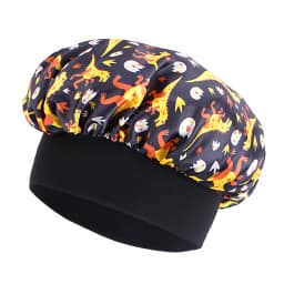 New Kids Satin Bonnet Dinosaur Wide Elastic Band Sleeping Cap Soft Silky Night Hair Hats for Teens Toddler Child Baby