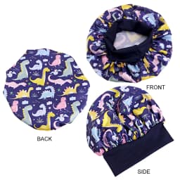 New Kids Satin Bonnet Dinosaur Wide Elastic Band Sleeping Cap Soft Silky Night Hair Hats for Teens Toddler Child Baby