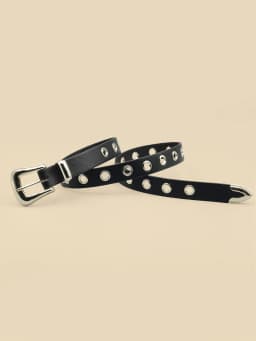 Classic Pu Material Black Belt Retro Hollow Women's Belt Punk Y2K Style Versatile Casual Decoration