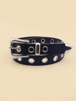 Classic Pu Material Black Belt Retro Hollow Women's Belt Punk Y2K Style Versatile Casual Decoration