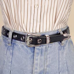 Classic Pu Material Black Belt Retro Hollow Women's Belt Punk Y2K Style Versatile Casual Decoration
