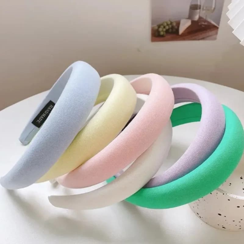 1/5pcs Macaron Color Wide Side Sponge Headband for Women Elegant Daily Wear Hairband Fashion Girl Face Wash Hair Hoop