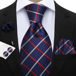 Luxury Mens Purple Yellow Grey Ties Floral Ties Plaid Striped NeckTie Pocket Square Cufflinks Brooch Set Men's Wedding Party Tie