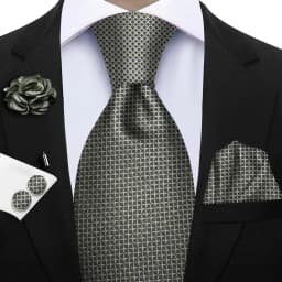 Luxury Mens Purple Yellow Grey Ties Floral Ties Plaid Striped NeckTie Pocket Square Cufflinks Brooch Set Men's Wedding Party Tie