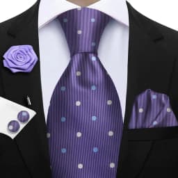 Luxury Mens Purple Yellow Grey Ties Floral Ties Plaid Striped NeckTie Pocket Square Cufflinks Brooch Set Men's Wedding Party Tie