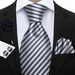 Luxury Mens Purple Yellow Grey Ties Floral Ties Plaid Striped NeckTie Pocket Square Cufflinks Brooch Set Men's Wedding Party Tie