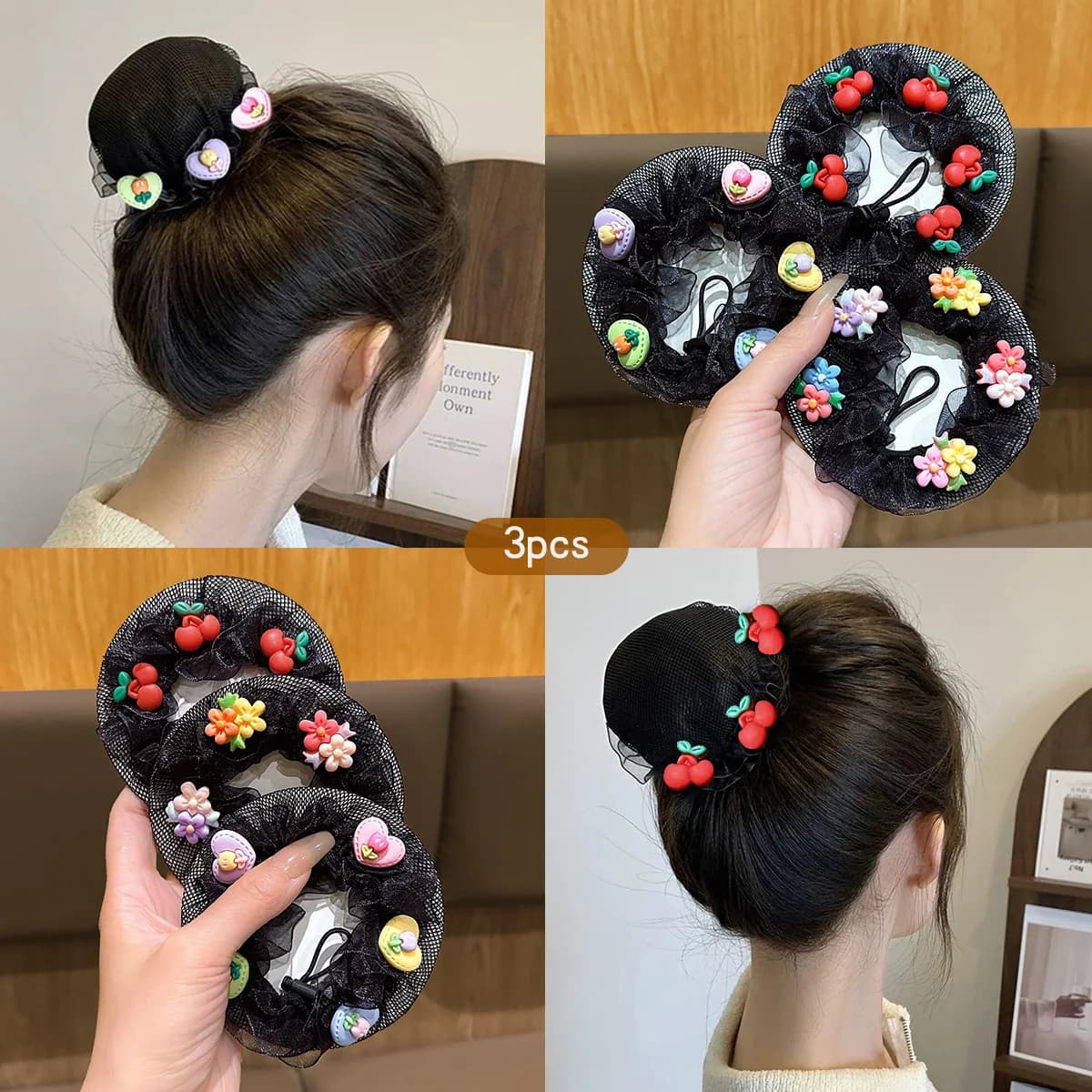 3 Dance Hairnets, Coils, Bags, Ballet Hair Styling Tools, Hair Accessories