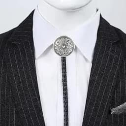 Adjustable Bull Head Five Stars Western Cowboy Bolo Tie Rodeo Dance Necktie Faux Leather Pendant Necklace