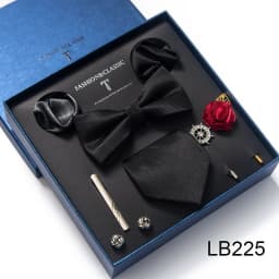 High Quality Tie Set Luxury Gift Box Silk Necktie Set 8 cm Festive Present Cravat Pocket Squares Blue Holiday Gift