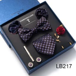 High Quality Tie Set Luxury Gift Box Silk Necktie Set 8 cm Festive Present Cravat Pocket Squares Blue Holiday Gift