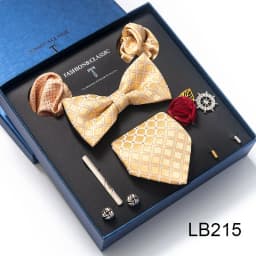 High Quality Tie Set Luxury Gift Box Silk Necktie Set 8 cm Festive Present Cravat Pocket Squares Blue Holiday Gift