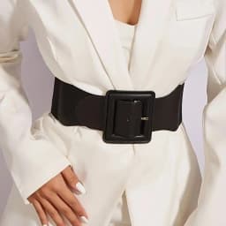 Fashion Wide Stretch Waistband with Square Buckle Casual Waist Belts Punk Style Waist Strap for Women