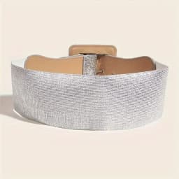 Fashion Wide Stretch Waistband with Square Buckle Casual Waist Belts Punk Style Waist Strap for Women