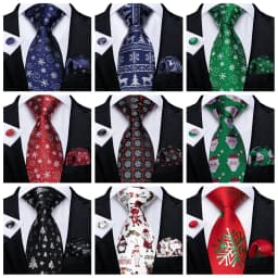 Blue Green Christmas Men tie Set with Handkerchief Cufflinks Wedding Prom Groom Accessories Perfect Gift for Men