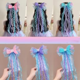 Super Fairy Mermaid Hairband Children's Crown Headwear Girl's Pearl Tassel Forehead Chain Little Girl Butterfly Knot Hair Clip