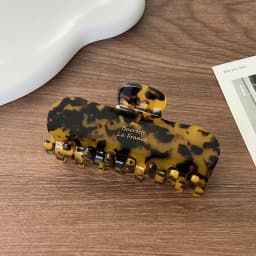1pc Korean gold standard rectangular grip clip square retro tortoiseshell color hair clip shark clip at the back of the head