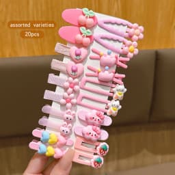 20 pink cartoon hair clips, cute BB clips, hair accessories suitable for daily use