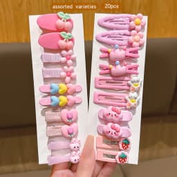 20 pink cartoon hair clips, cute BB clips, hair accessories suitable for daily use