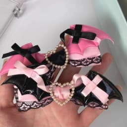 Lolita hair accessory Black Pink lace bow clip sweet girl hairpin 