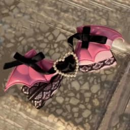 Lolita hair accessory Black Pink lace bow clip sweet girl hairpin 