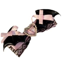 Lolita hair accessory Black Pink lace bow clip sweet girl hairpin 