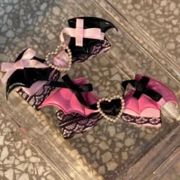 Lolita hair accessory Black Pink lace bow clip sweet girl hairpin 
