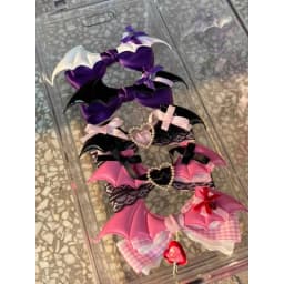 Lolita hair accessory Black Pink lace bow clip sweet girl hairpin 