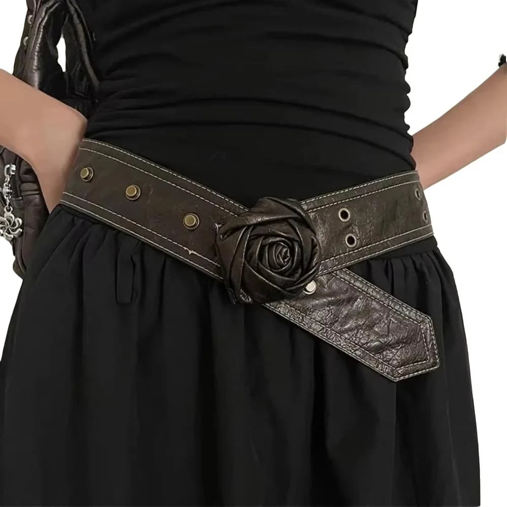 Designer Belts for Women High Quality Luxury Female Dress Flower Waistband Solf Leather Adjustable Girls Dresses Belt Rivet