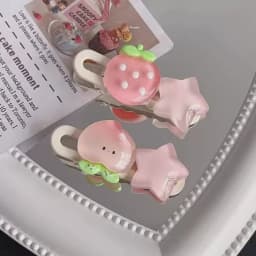2Pcs Cute Fruits Hair Clip Star Duckbill Clip Sweet Girl Hair Pin Bangs Side Clip Woman Headwear Barrette Hair Accessories