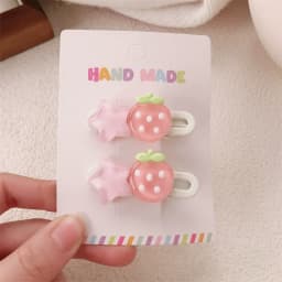 2Pcs Cute Fruits Hair Clip Star Duckbill Clip Sweet Girl Hair Pin Bangs Side Clip Woman Headwear Barrette Hair Accessories