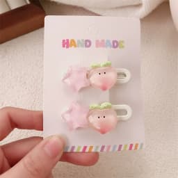 2Pcs Cute Fruits Hair Clip Star Duckbill Clip Sweet Girl Hair Pin Bangs Side Clip Woman Headwear Barrette Hair Accessories
