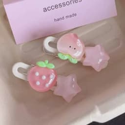 2Pcs Cute Fruits Hair Clip Star Duckbill Clip Sweet Girl Hair Pin Bangs Side Clip Woman Headwear Barrette Hair Accessories