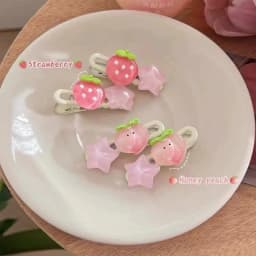 2Pcs Cute Fruits Hair Clip Star Duckbill Clip Sweet Girl Hair Pin Bangs Side Clip Woman Headwear Barrette Hair Accessories