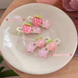 2Pcs Cute Fruits Hair Clip Star Duckbill Clip Sweet Girl Hair Pin Bangs Side Clip Woman Headwear Barrette Hair Accessories