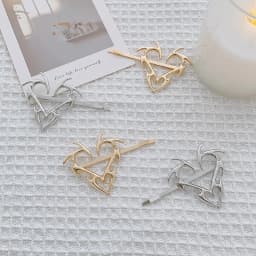 Hip Hop Metal Love Heart Hairpins Korean Trendy Cool Girls Side Clip Women Geometric Unique Design Silver Color Brarrettes