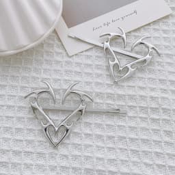 Hip Hop Metal Love Heart Hairpins Korean Trendy Cool Girls Side Clip Women Geometric Unique Design Silver Color Brarrettes