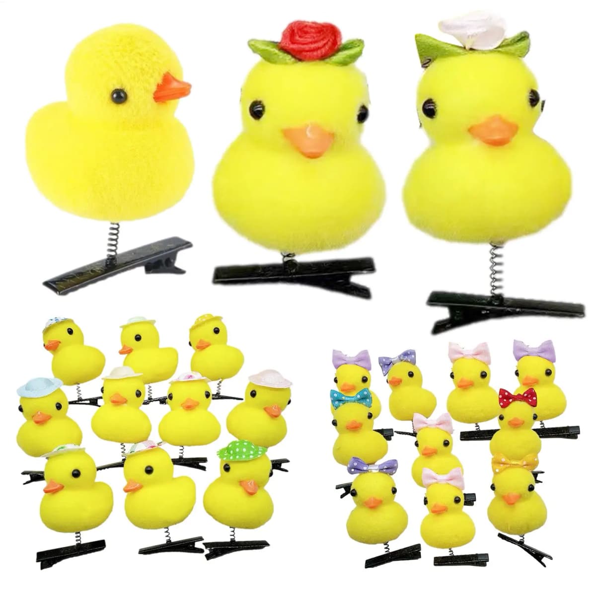 10Pcs/Lot Cartoon Funny And Cute Children 3D Little Yellow Duck Hairpin Fashion DIY Clip Accessories Party Gifts
