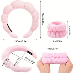 3Pcs Wash Face Headband for Women Sponge Headbands Wrist Strap Makeup Bubble Soft Hairband Girls Hair Accessories Headwear