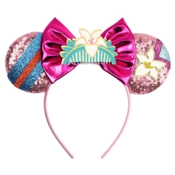 Cartoon Mulan Hairband Girl Cartoon Anime Sequin Ears Headband Kids Magnolia Flower Sequins Bow Hair Accessories Women Carnival