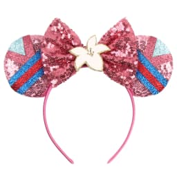 Cartoon Mulan Hairband Girl Cartoon Anime Sequin Ears Headband Kids Magnolia Flower Sequins Bow Hair Accessories Women Carnival