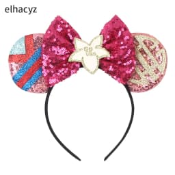 Cartoon Mulan Hairband Girl Cartoon Anime Sequin Ears Headband Kids Magnolia Flower Sequins Bow Hair Accessories Women Carnival