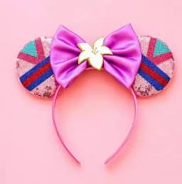Cartoon Mulan Hairband Girl Cartoon Anime Sequin Ears Headband Kids Magnolia Flower Sequins Bow Hair Accessories Women Carnival